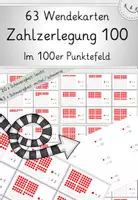 Vorschau - Stationenlernen - Zahlenraum bis 100, 63 Wendekarten: Zahlzerlegung der 100 im Punktefeld, Zahlenraumerweiterung, Förderung Zahlvorstellung - Deckblatt