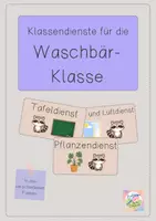 Vorschau - Bildkarten - Klassendienste für deine Waschbär-Klasse - Deckblatt