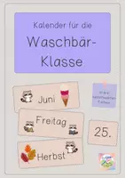 Vorschau - Bildkarten - Kalender-Karten für deine Waschbär-Klasse - Deckblatt