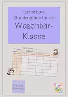 Vorschau - Lehrpläne/Lehrermaterial - Editierbare Stundenpläne für deine Waschbär-Klasse - Deckblatt