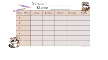 Vorschau - Lehrpläne/Lehrermaterial - Editierbare Stundenpläne für deine Waschbär-Klasse - Seite 2