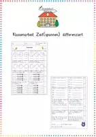Vorschau - Klassenarbeiten - Uhrzeit & Zeitspannen / Größen: Klassenarbeit (Differenziert) - Mathe - Kl. 3/4 - Deckblatt