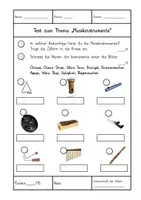 Vorschau - Test - Test zum Thema „Musikinstrumente“ (Orff-Instrumente) - Deckblatt