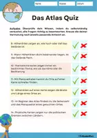 Vorschau - Arbeitsblätter - KARTENARBEIT IM ATLAS: Quiz zum ATLAS (Teil des Atlasführerscheins) - Erdkunde für die Sek 1 - Seite 1