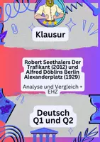 Vorschau - Klassenarbeiten - Klausur Deutsch – Der Trafikant & Berlin Alexanderplatz - Deckblatt