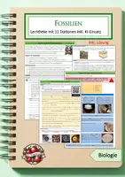Vorschau - Arbeitsblätter - Lerntheke Fossilien inkl. KI-Einsatz - Deckblatt