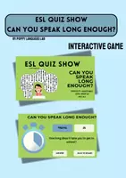 Vorschau - Spiele - ESL Quiz Show Game - Can you speak long enough? (from A2, adjustable, all ages) - Deckblatt
