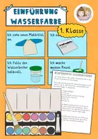 Vorschau - Mal- und Bastelvorlagen - FREEBIE Kunst, Einführung Wasserfarbe, Klasse 1 - Deckblatt