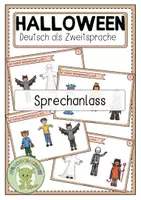 Vorschau - Aufgabenkarten - HALLOWEEN Sprechanlass - Deckblatt