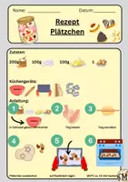 Vorschau - Arbeitsblätter - Rezept schreiben - Plätzchen - Deckblatt