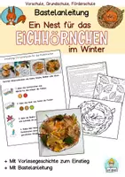 Vorschau - Arbeitsblätter - Herbst Kunst, Bastelvorlage ein Nest für das Eichhörnchen. Basteln im Herbst und Winter. - Deckblatt
