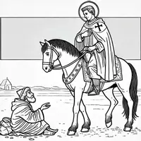 Vorschau - Mal- und Bastelvorlagen - Ausmalbilder zu St. Martin (6 Stück) - Seite 1