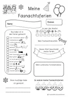 Vorschau - Arbeitsblätter - Meine Fasnachtsferien Steckbrief für Portfolio - Seite 1