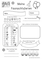 Vorschau - Arbeitsblätter - Meine Fasnachtsferien Steckbrief für Portfolio - Seite 2