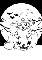 Vorschau - Mal- und Bastelvorlagen - Halloween der süßen Tiere, Ausmalbilder, Kunst Grundschule - Seite 3