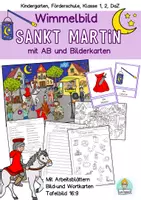 Vorschau - Unterrichtsreihen - Wimmelbild/Suchbild Sankt Martin, Bildkarten, Wortkarten Arbeitsblätter - Deckblatt