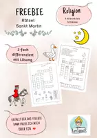 Vorschau - Arbeitsblätter - Kostenloses Arbeitsblatt Sankt Martin Rätsel. 1.Klasse bis 5.Klasse Religion - Deckblatt