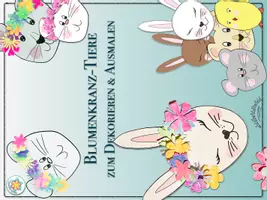 Vorschau - Mal- und Bastelvorlagen - BLUMENKRANZ-TIERE EINFACH BASTELN zum Dekorieren & Ausmalen (inkl. Easypeasy-Blumen) - Frühling, Ostern, Sommer - Seite 2