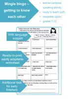 Vorschau - Arbeitsblätter - Mingle bingo: Getting to know each other - Deckblatt