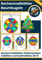 Vorschau - Arbeitsblätter - 🎄 Rechenmalblätter Weihnachten Klasse 1: Baumkugeln Weihnachtskugeln ZR 10 - Deckblatt