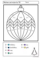 Vorschau - Arbeitsblätter - 🎄 Rechenmalblätter Weihnachten Klasse 1: Baumkugeln Weihnachtskugeln ZR 10 - Seite 3