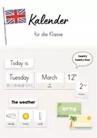 Vorschau - Präsentationen/Tafelbilder - Tafelkalender / Lernkalender für die Grundschule Englisch - verschiedene Versionen (beige) - Deckblatt