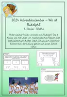 Vorschau - Arbeitsblätter - Adventskalender 3.Klasse 2024- Rudolph mit Maske -Mathe - Deckblatt