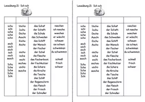 Vorschau - Arbeitsblätter - Leseübung 21 für die 1. Klasse zum Laut "Sch sch" - Seite 1