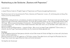 Vorschau - Anderer Materialtyp - Questions with Prepositions: Satzkarten zum Einstieg - Seite 1