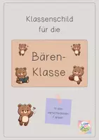 Vorschau - Poster - Klassenschild für deine Bären-Klasse - Deckblatt