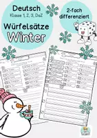 Vorschau - Arbeitsblätter - Würfelsätze Winter Arbeitsblätter Sätze schreiben 1. Klasse, 2. Klasse DaZ - Deckblatt