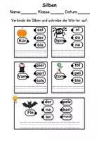 Vorschau - Arbeitsblätter - Halloween Silben/Wortschatz DaZ/DaF, deutsch - Seite 1