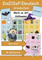 Vorschau - Arbeitsblätter - Merk es dir Halloween (Bild-Wort) - DaZ/DaF, Deutsch (Klasse 1 bis 4) - Deckblatt