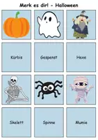 Vorschau - Arbeitsblätter - Merk es dir Halloween (Bild-Wort) - DaZ/DaF, Deutsch (Klasse 1 bis 4) - Seite 1