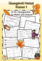Vorschau - Arbeitsblätter - Übungsheft Herbst Klasse 1 (Mathe und Deutsch) - Ferienheft - Deckblatt