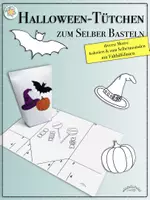 Vorschau - Mal- und Bastelvorlagen - TÜTEN FÜR HALLOWEEN BASTELN mit Faltlinien (koloriert oder zum Ausmalen; auch schon für Kitakinder) (Halloween-Party) - Deckblatt