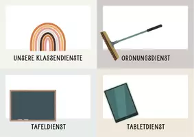 Vorschau - Poster - Klassendienste für alle Jahrgänge - minimalistisch - Boho - Pastell - Visualisierung - Polaroid - Seite 1