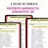 Vista previa - Hojas de trabajo - IMPERFECTO DE SUBJUNTIVO VERBOS EN ER HOJAS DE TRABAJOS - Portada
