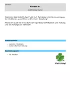 Vorschau - Klassenarbeiten - Klausur mit EHZ - Aus! - Kurt Tucholsky Liebeslyrik Gedichtinterpretation Analyse - Seite 1