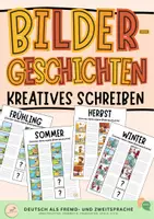 Vorschau - Arbeitsblätter - 4 Jahreszeiten - kreatives Schreiben & Bildergeschichten - Deckblatt