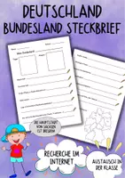 Vorschau - Arbeitsblätter - Deutschland: Bundesländer Steckbrief - Deckblatt