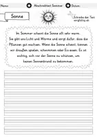 Vorschau - Arbeitsblätter - Abschreibtexte - Sommer | Abschreibübungen | Deutsch 1. Klasse | Grundschrift - Seite 1