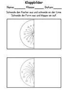 Vorschau - Arbeitsblätter - rundes Prickel Feuerwerk Klappbilder schneiden - DaZ/DaF, Deutsch, Kunst - Seite 1
