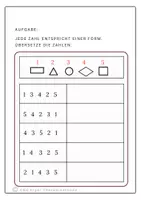 Vorschau - Arbeitsblätter - geometrische Formen übersetzen in Buchstaben für Experten - Seite 1
