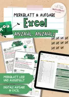 Vorschau - Arbeitsblätter - Excel Funktionen: Anzahl | Merkblatt | Excel Aufgabe - Deckblatt