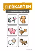 Vorschau - Bildkarten - Tierkarten zur interaktiven Team-, Mannschafts- bzw. Gruppeneinteilung - Deckblatt