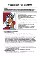 Vorschau - Arbeitsblätter - Zeichnen wie Pablo Picasso: Ein kubistisches Gesicht gestalten / Kubismus - Seite 1
