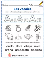 Vista previa - Hojas de trabajo - FICHAS PARA TRABAJAR LAS VOCALES - página 1