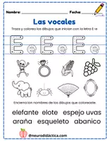 Vista previa - Hojas de trabajo - FICHAS PARA TRABAJAR LAS VOCALES - página 3