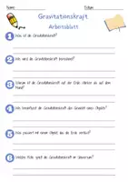 Vorschau - Arbeitsblätter - Gravitationskraft Arbeitsblatt 7. & 8.Klasse Anziehungskraft Arbeitsblatt mit Lösungen - Seite 1